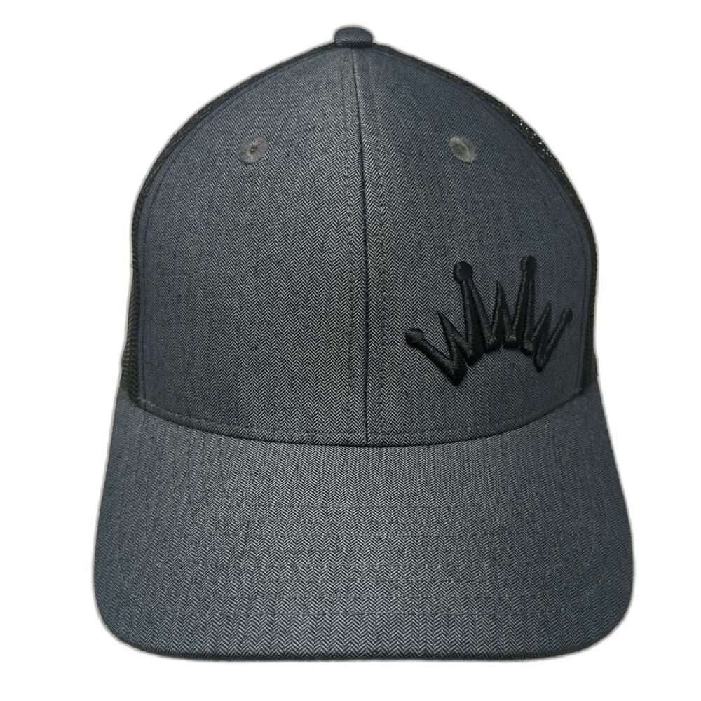 Best Ever Trucker Hat Gray One Size Mesh Back Crown Logo Herringbone Snapback